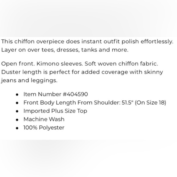 $50 EUC One size Plus fits 1x-6x
Lane Bryant Maxi Chiffon Overpiece - Picture 5 of 11